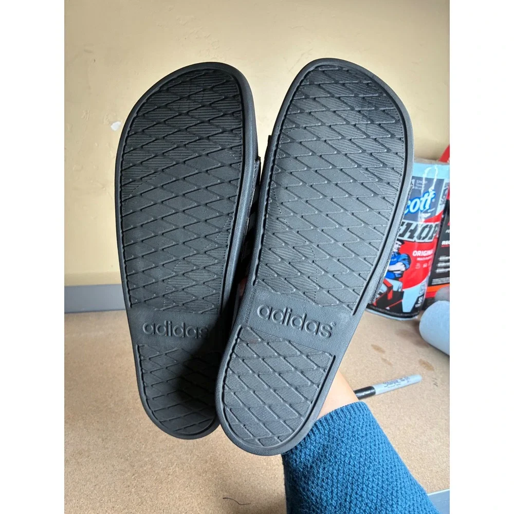 Adidas Adilette Shower Slides Mens 11 Black White 3 Stripe Sandals GZ5922